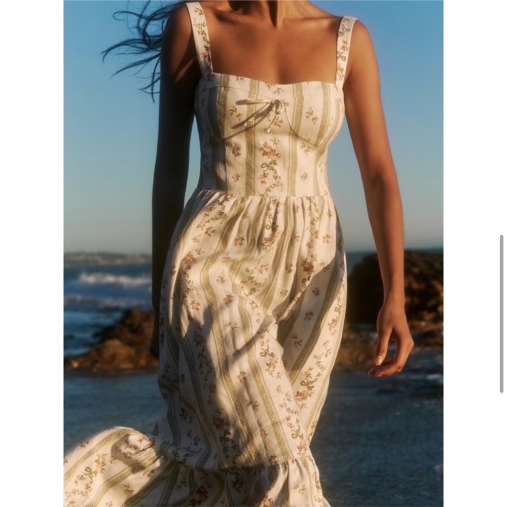 NWT Reformation Maegan Linen Dress Heath 12